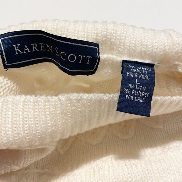 Vintage Karen Scott Cable Knit Sweater Womens Large Made in Hong Kong - Picture 6 of 16